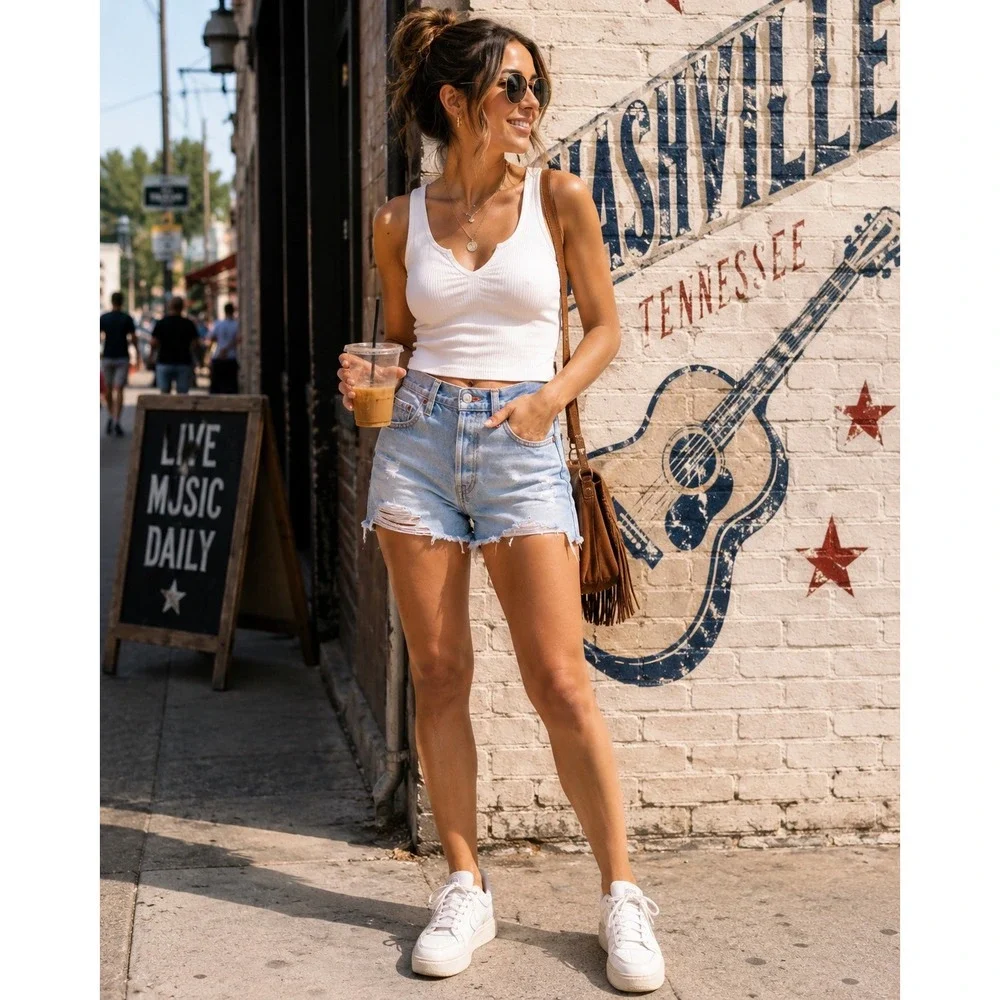 Levi's 501 Women's W28 Distressed Cutoff Denim Shorts Light Wash High Rise